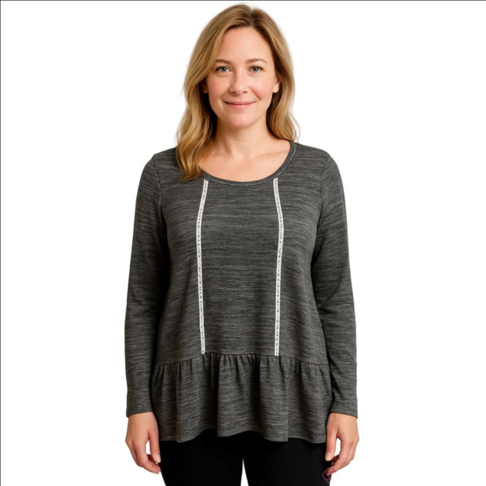 Easel Gray and Black Tunic Top Women's Small